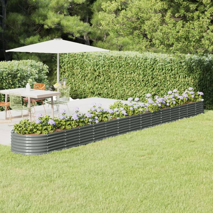 vidaXL Garden Raised Bed Powder-coated Steel 620x80x36 cm Grey