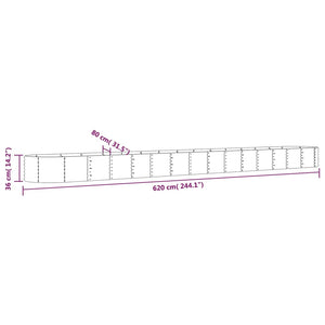 vidaXL Garden Raised Bed Powder-coated Steel 620x80x36 cm Brown