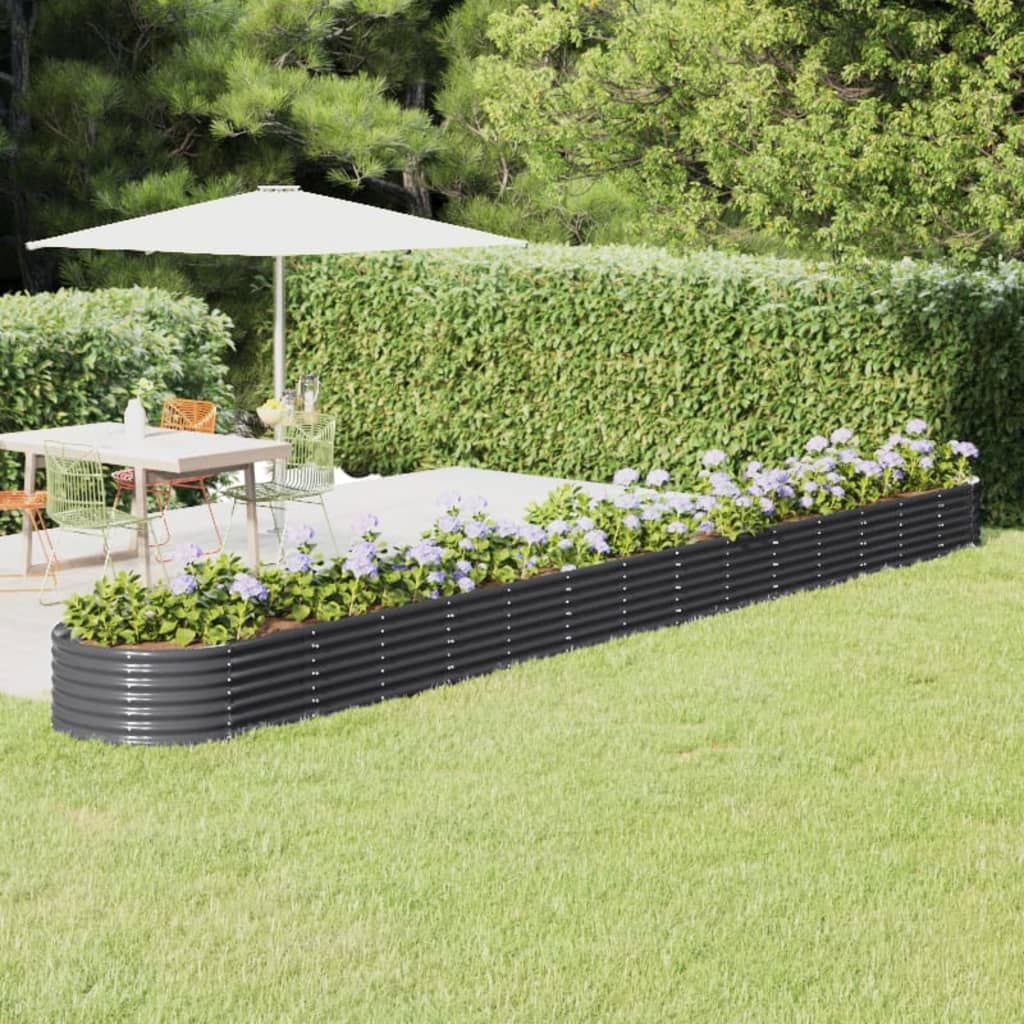 vidaXL Garden Raised Bed Powder-coated Steel 620x80x36 cm Anthracite