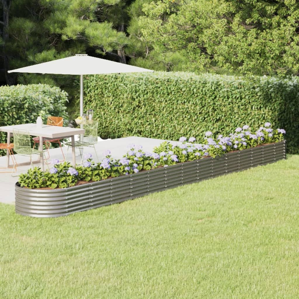 vidaXL Garden Raised Bed Powder-coated Steel 620x80x36 cm Silver