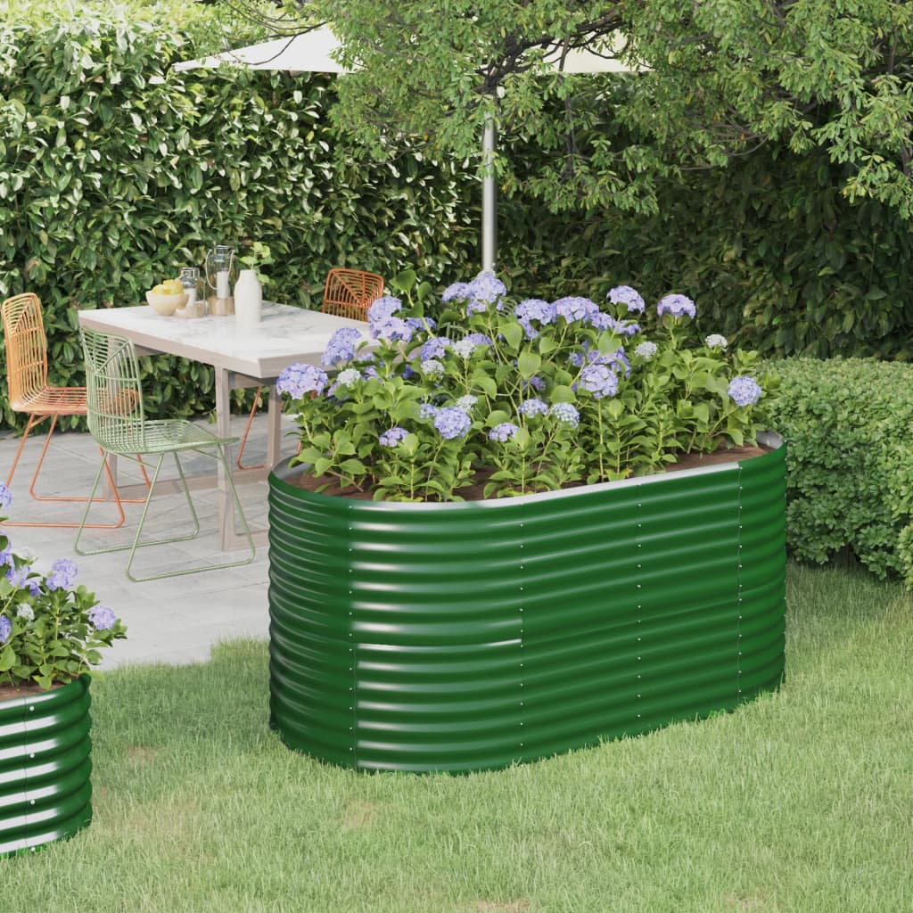 vidaXL Garden Raised Bed Powder-coated Steel 152x80x68 cm Green