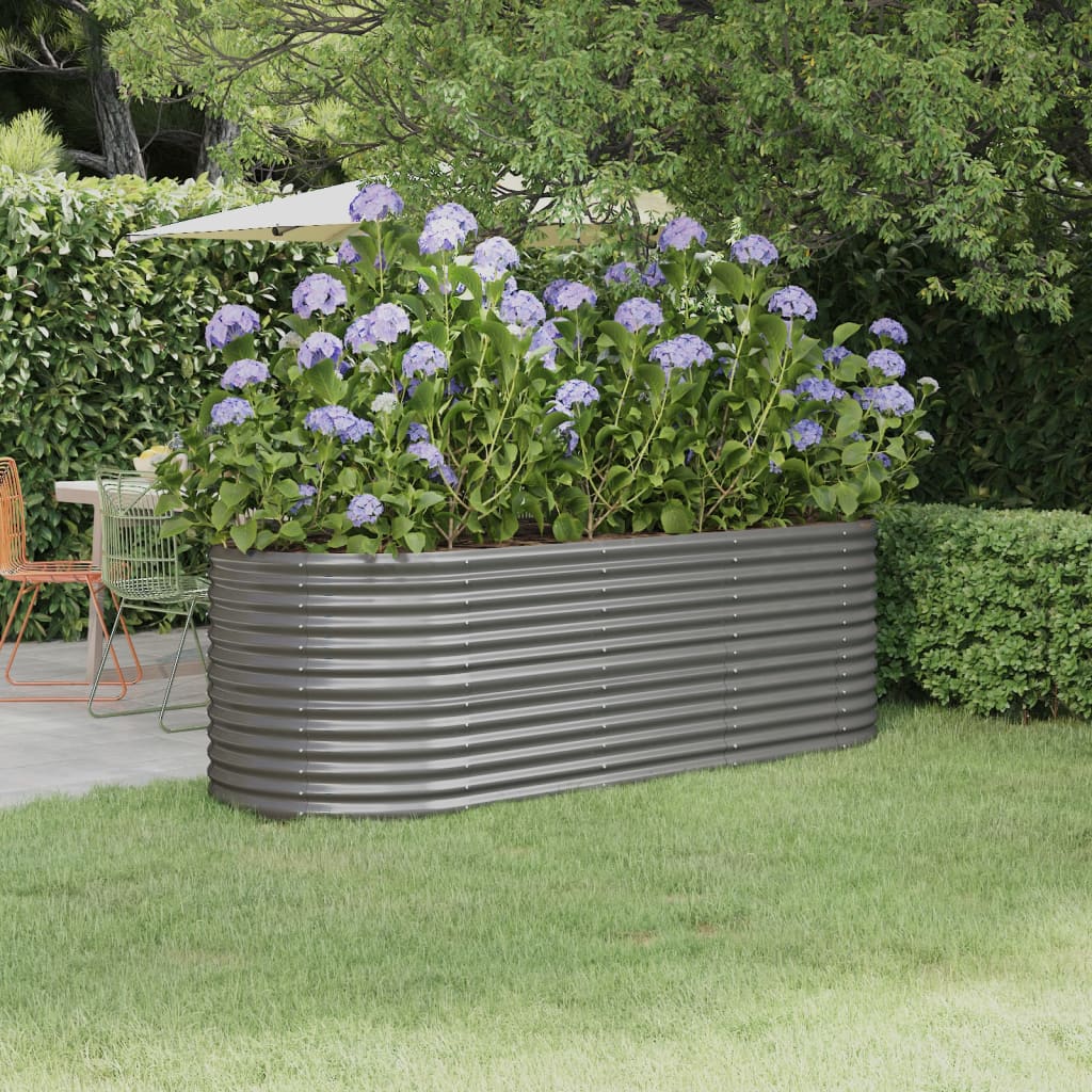 vidaXL Garden Raised Bed Powder-coated Steel 224x80x68 cm Grey