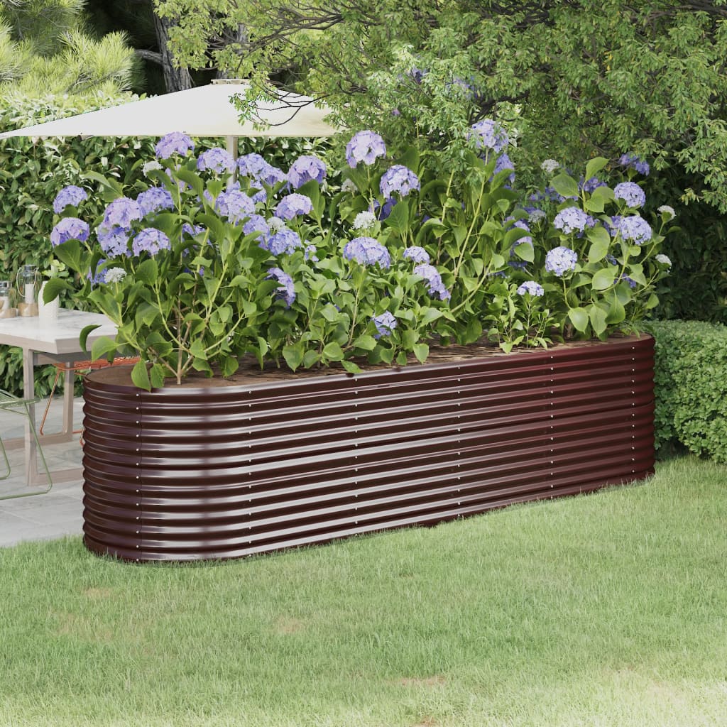 vidaXL Garden Raised Bed Powder-coated Steel 296x80x68 cm Brown