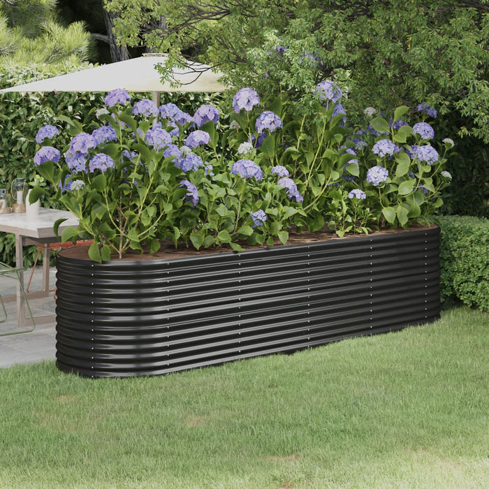 vidaXL Garden Raised Bed Powder-coated Steel 296x80x68 cm Anthracite