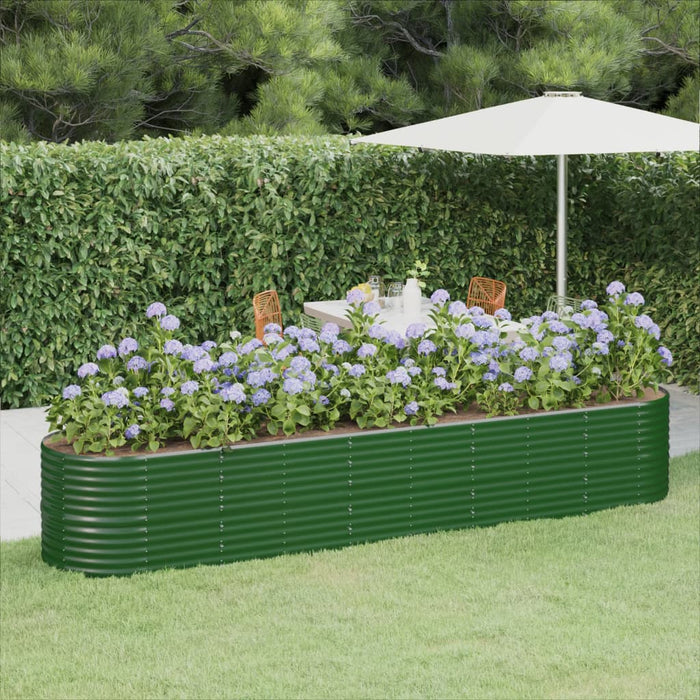 vidaXL Garden Raised Bed Powder-coated Steel 368x80x68 cm Green