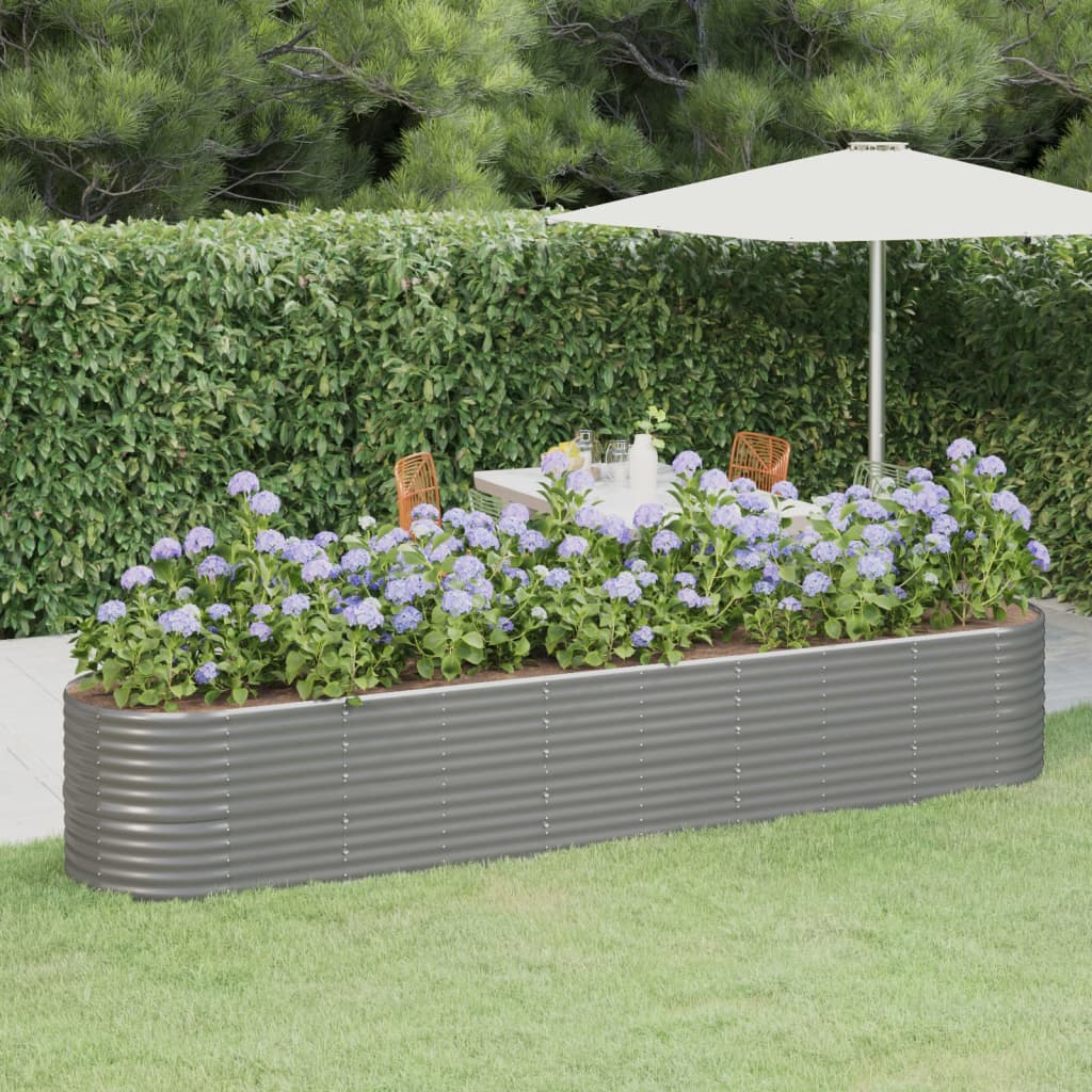 vidaXL Garden Raised Bed Powder-coated Steel 368x80x68 cm Grey