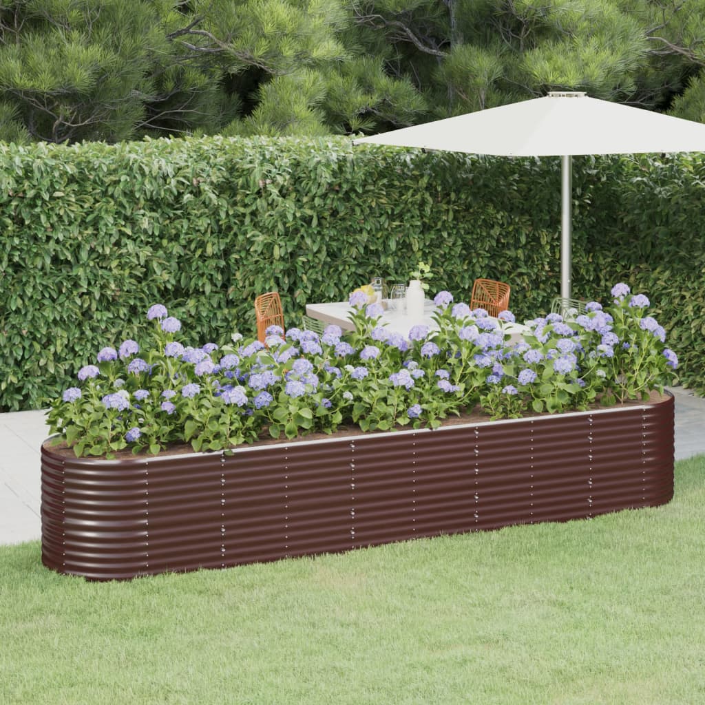 vidaXL Garden Raised Bed Powder-coated Steel 368x80x68 cm Brown