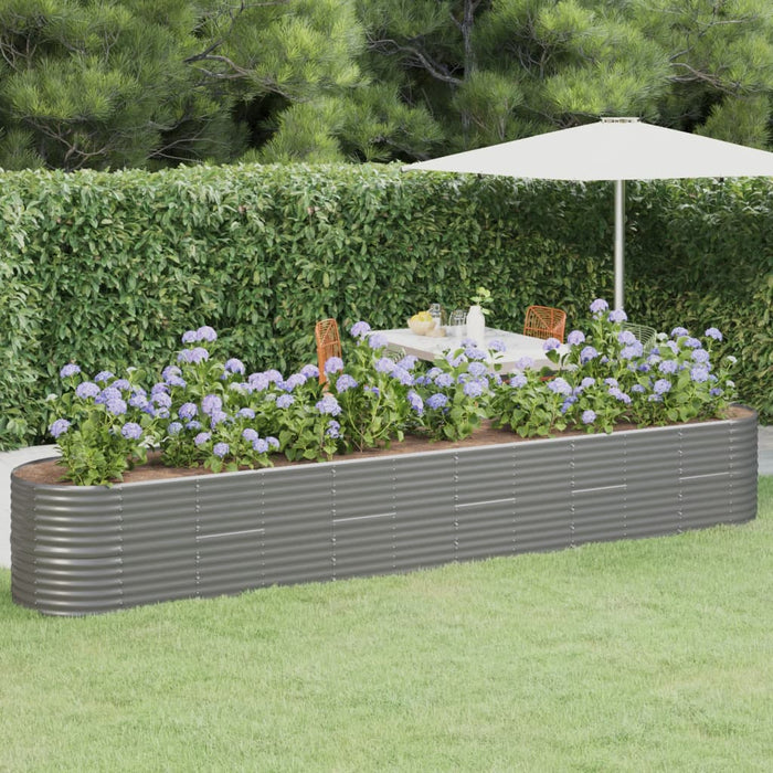 vidaXL Garden Raised Bed Powder-coated Steel 440x80x68 cm Grey