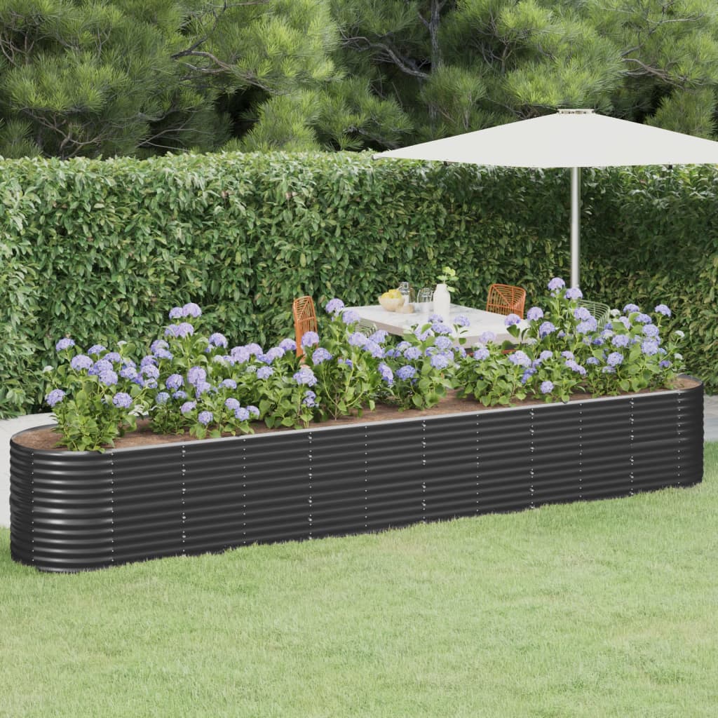 vidaXL Garden Raised Bed Powder-coated Steel 440x80x68 cm Anthracite