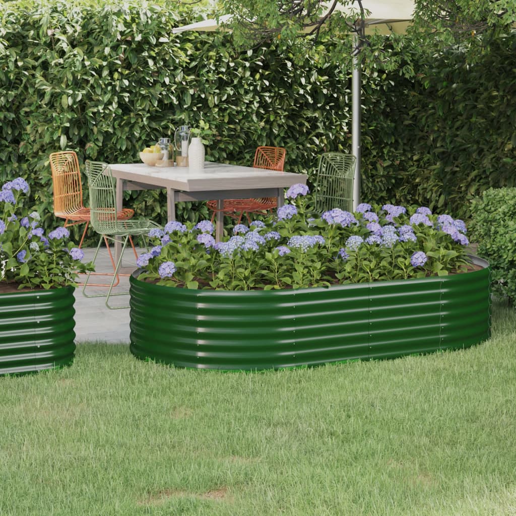 vidaXL Garden Raised Bed Powder-coated Steel 175x100x36 cm Green