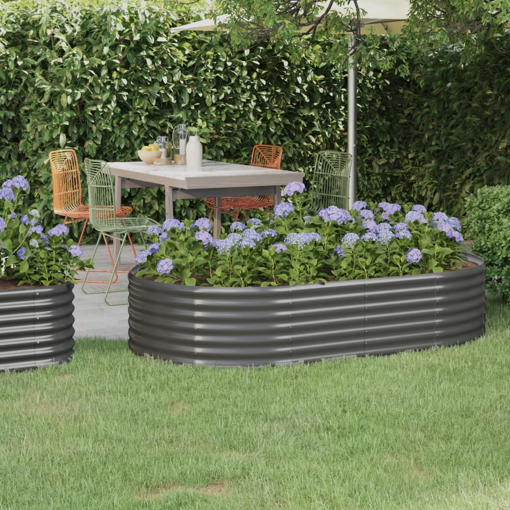 vidaXL Garden Raised Bed Powder-coated Steel 175x100x36 cm Grey