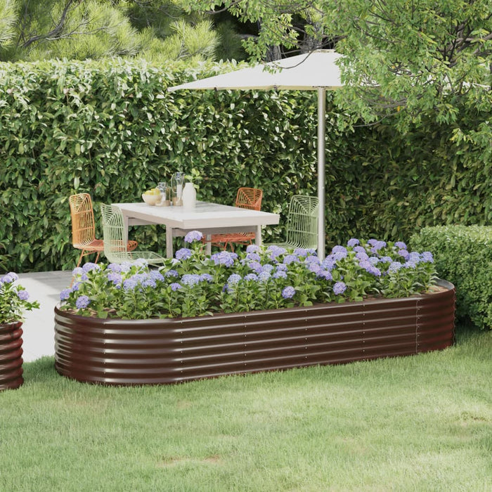 vidaXL Garden Raised Bed Powder-coated Steel 249x100x36 cm Brown