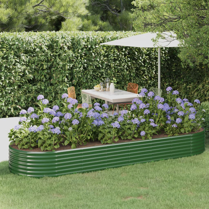 vidaXL Garden Raised Bed Powder-coated Steel 322x100x36 cm Green