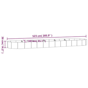 vidaXL Garden Raised Bed Powder-coated Steel 523x140x36 cm Grey