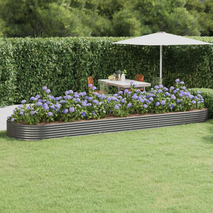 vidaXL Garden Raised Bed Powder-coated Steel 523x140x36 cm Grey