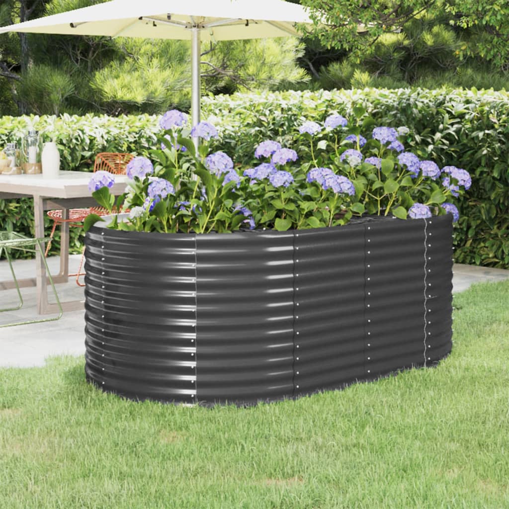 vidaXL Garden Raised Bed Powder-coated Steel 175x100x68 cm Anthracite