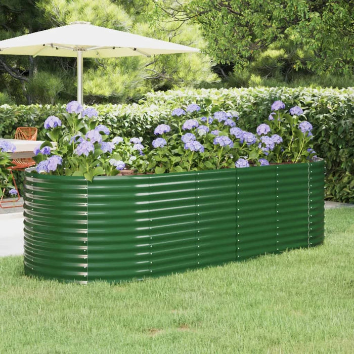 vidaXL Garden Raised Bed Powder-coated Steel 249x100x68 cm Green