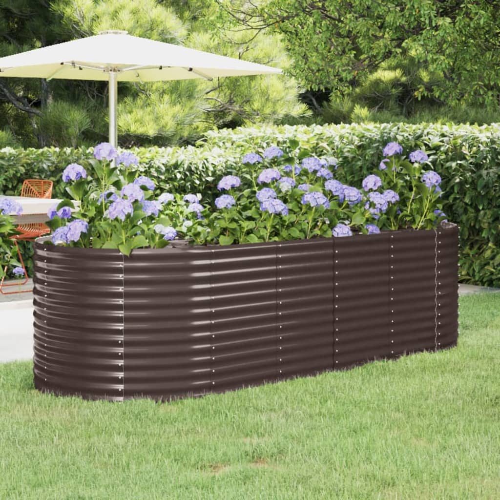 vidaXL Garden Raised Bed Powder-coated Steel 249x100x68 cm Brown