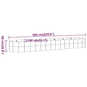 vidaXL Garden Raised Bed Powder-coated Steel 584x140x68 cm Grey