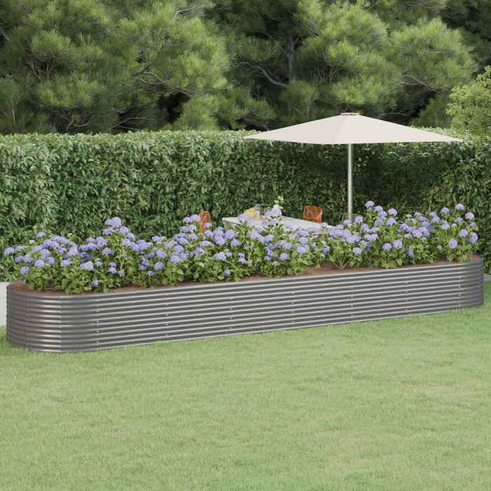 vidaXL Garden Raised Bed Powder-coated Steel 584x140x68 cm Grey