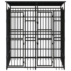vidaXL Outdoor Dog Kennel with Roof Steel 3.69 m²