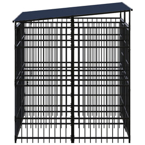 vidaXL Outdoor Dog Kennel with Roof Steel 3.69 m²