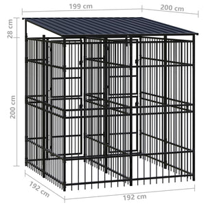 vidaXL Outdoor Dog Kennel with Roof Steel 3.69 m²