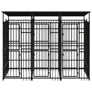 vidaXL Outdoor Dog Kennel with Roof Steel 5.53 m²