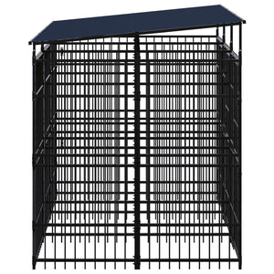 vidaXL Outdoor Dog Kennel with Roof Steel 5.53 m²
