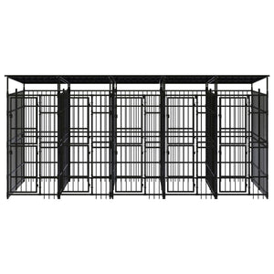 vidaXL Outdoor Dog Kennel with Roof Steel 9.22 m²