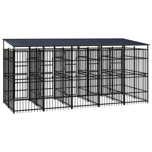 vidaXL Outdoor Dog Kennel with Roof Steel 9.22 m²