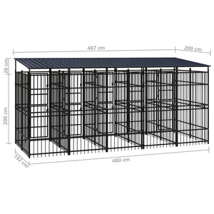 vidaXL Outdoor Dog Kennel with Roof Steel 9.22 m²