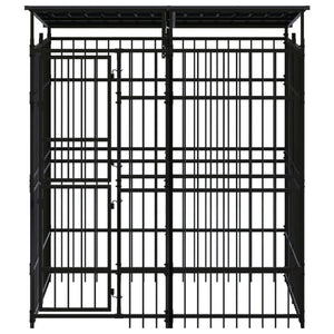 vidaXL Outdoor Dog Kennel with Roof Steel 3.69 m²