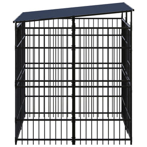 vidaXL Outdoor Dog Kennel with Roof Steel 3.69 m²
