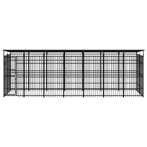 vidaXL Outdoor Dog Kennel with Roof Steel 12.9 m²