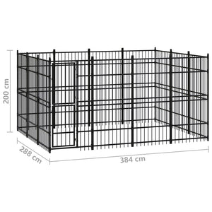 vidaXL Outdoor Dog Kennel Steel 11.06 m²