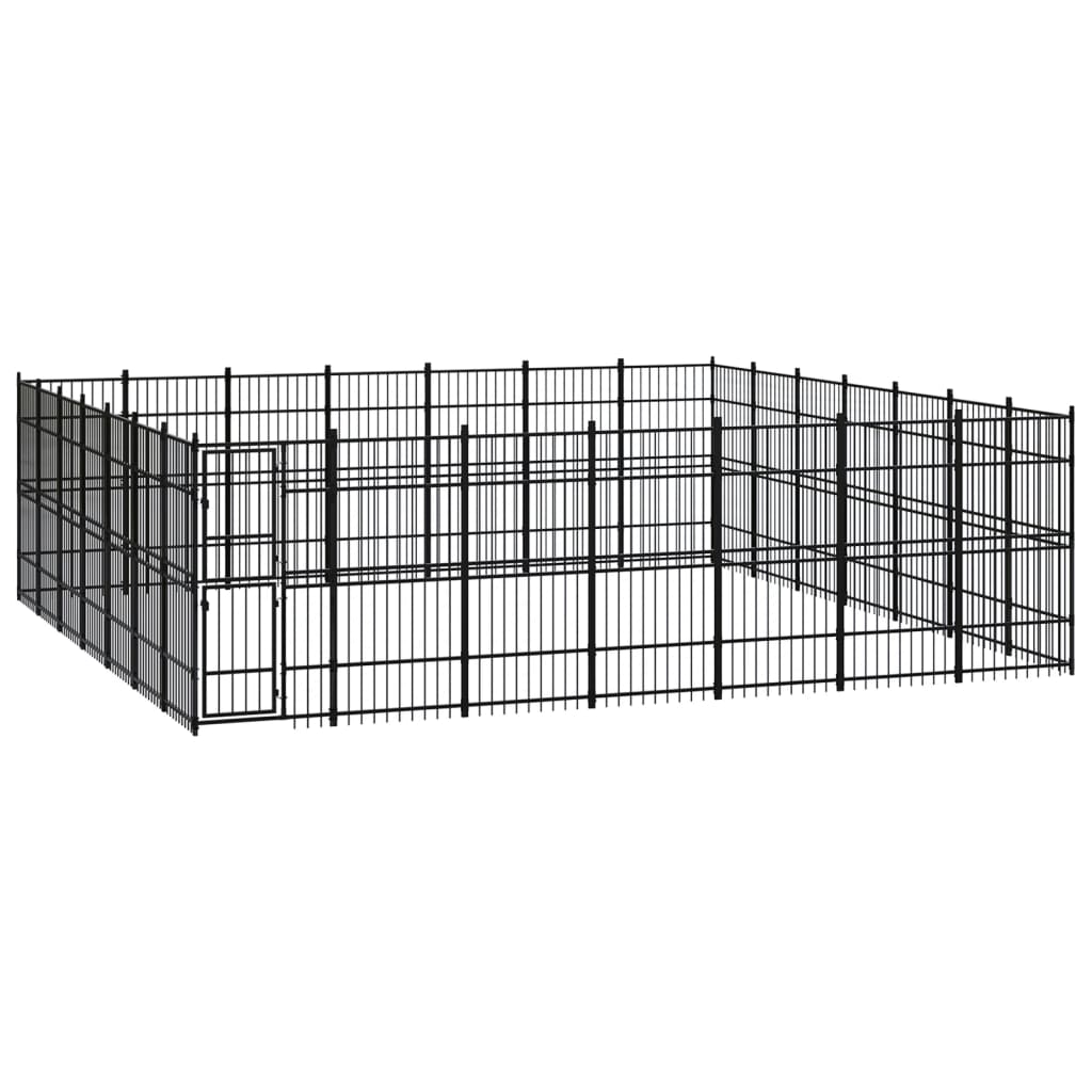 vidaXL Outdoor Dog Kennel Steel 45.16 m²