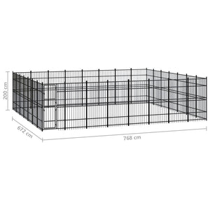 vidaXL Outdoor Dog Kennel Steel 51.61 m²