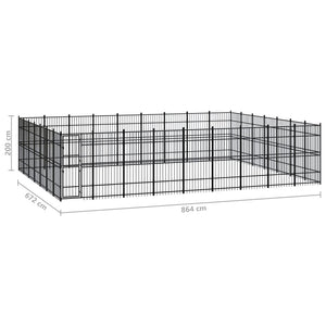 vidaXL Outdoor Dog Kennel Steel 58.06 m²