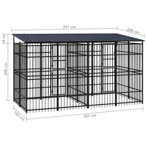 vidaXL Outdoor Dog Kennel with Roof Steel 7.37 m²