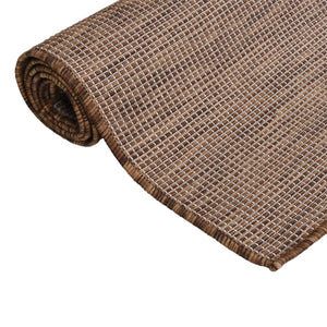 vidaXL Outdoor Flatweave Rug 100x200 cm Brown