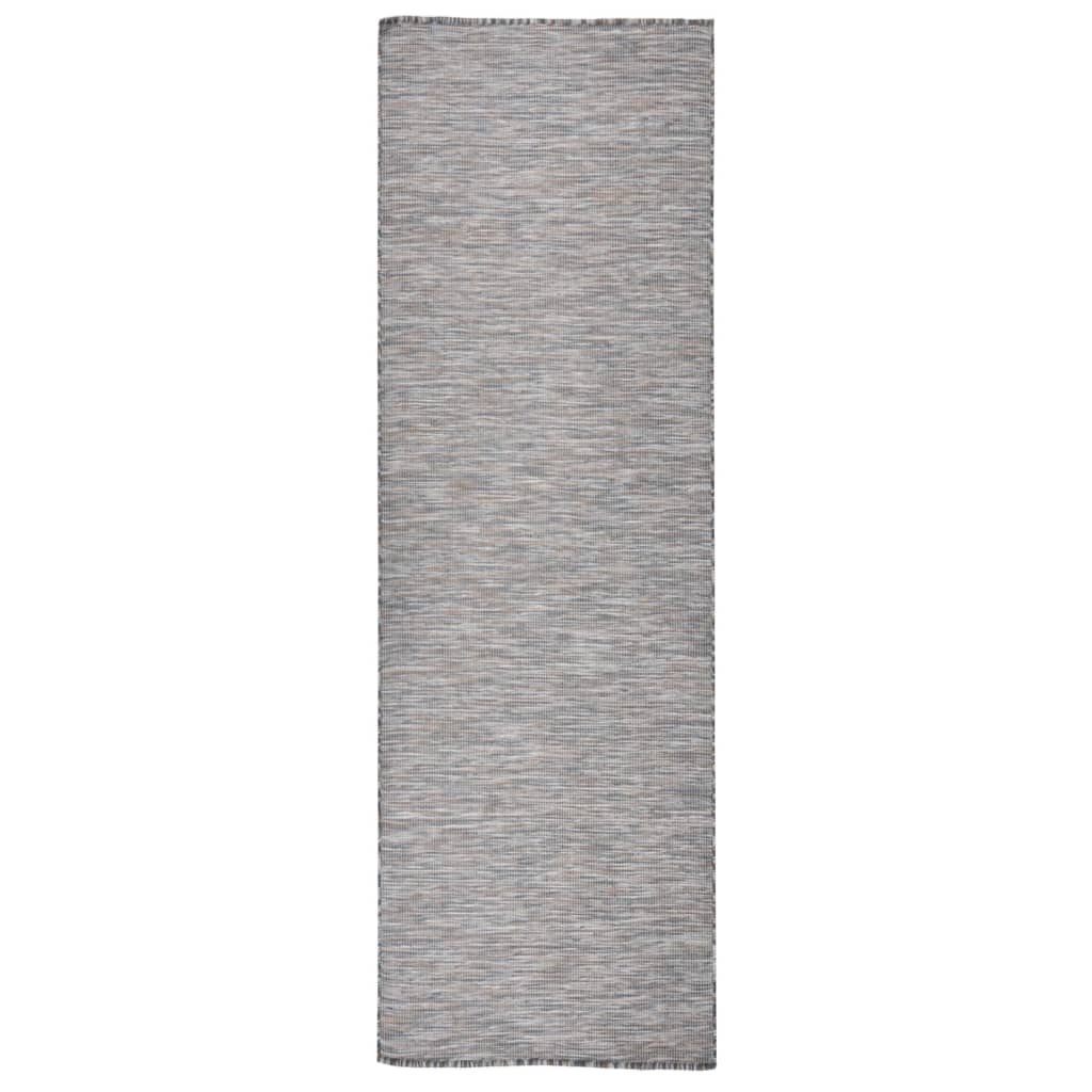 vidaXL Outdoor Flatweave Rug 80x250 cm Brown and Blue