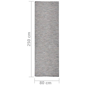 vidaXL Outdoor Flatweave Rug 80x250 cm Brown and Blue