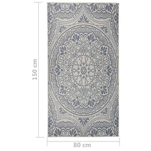 vidaXL Outdoor Flatweave Rug 80x150 cm Blue Pattern