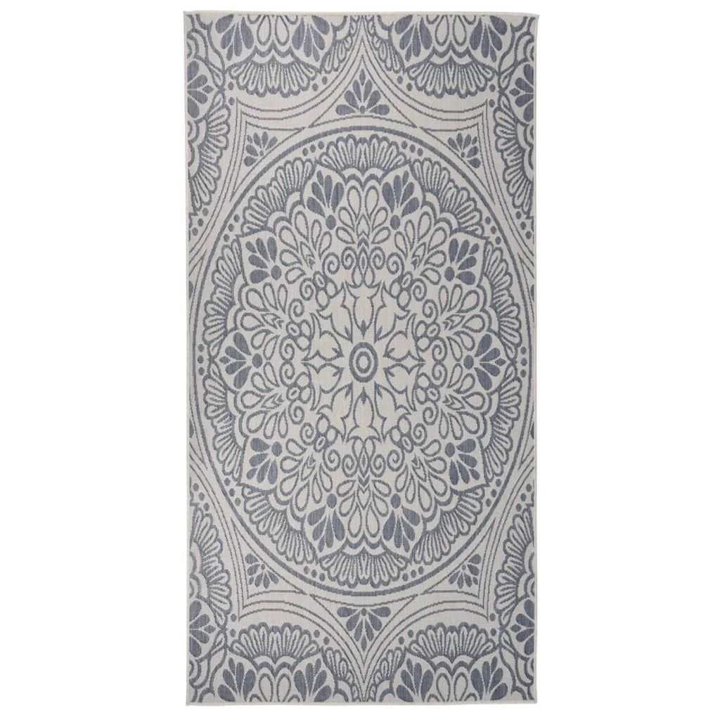 vidaXL Outdoor Flatweave Rug 100x200 cm Blue Pattern