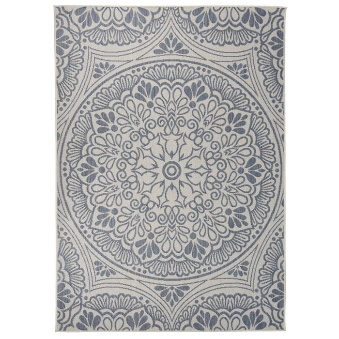 vidaXL Outdoor Flatweave Rug 140x200 cm Blue Pattern