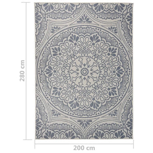 vidaXL Outdoor Flatweave Rug 200x280 cm Blue Pattern