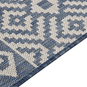 vidaXL Outdoor Flatweave Rug 80x250 cm Blue Stripes