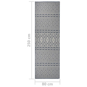 vidaXL Outdoor Flatweave Rug 80x250 cm Blue Stripes