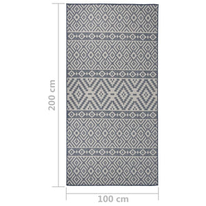 vidaXL Outdoor Flatweave Rug 100x200 cm Blue Stripes